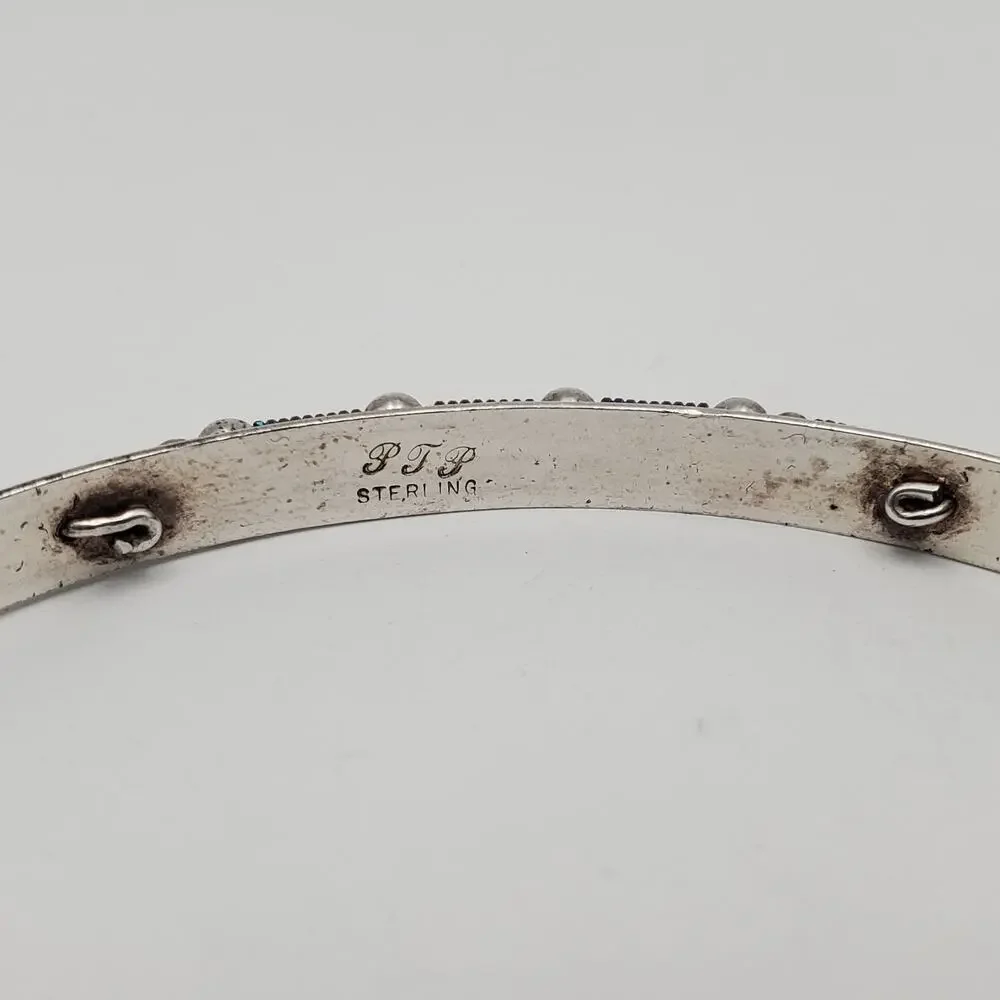 Sterling Silver 925 Vintage Wire Twist Detail Petite Cuff Bracelet Signed PJP - Picture 6 of 10